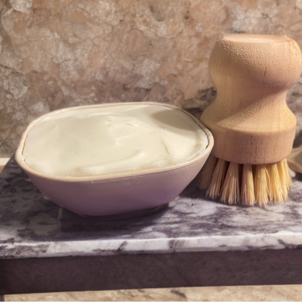 Natural Solid Dish Soap with Bamboo Cleaning Brush